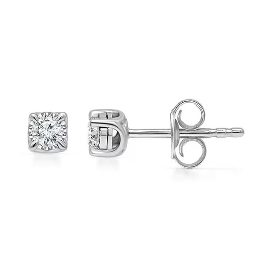 Round Diamond Earrings in 14K Gold, 0.08C.T.T.W.
