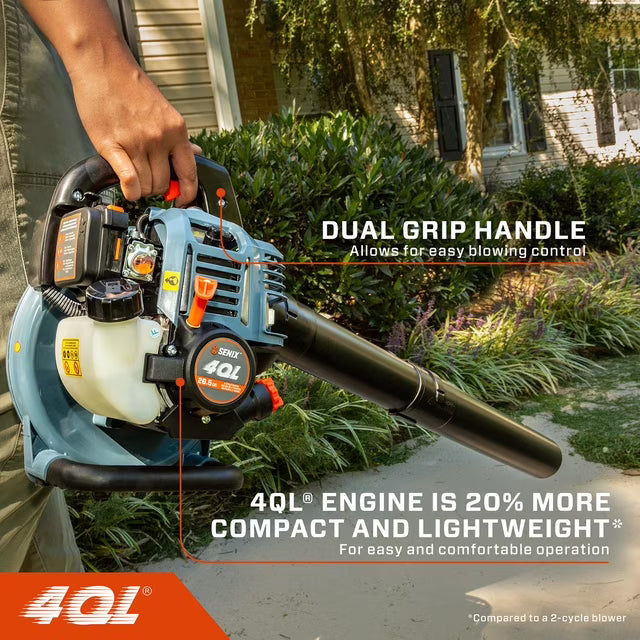SENIX 4QL® 26.5cc 4-Cycle Gas Powered Handheld Leaf Blower