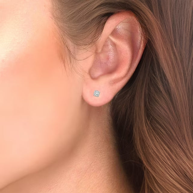 Round Diamond Earrings in 14K Gold, 0.08C.T.T.W.