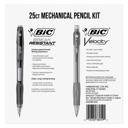 BIC Mechanical Pencil Set – 25 Pack (24 Velocity + 1 Break-Resistant, 0.7mm Lead)