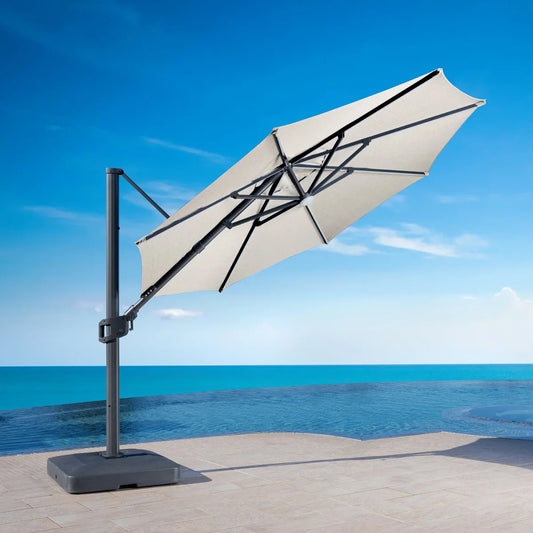 SunVilla 11' Color Changing LED Cantilever Umbrella with Rolling Base