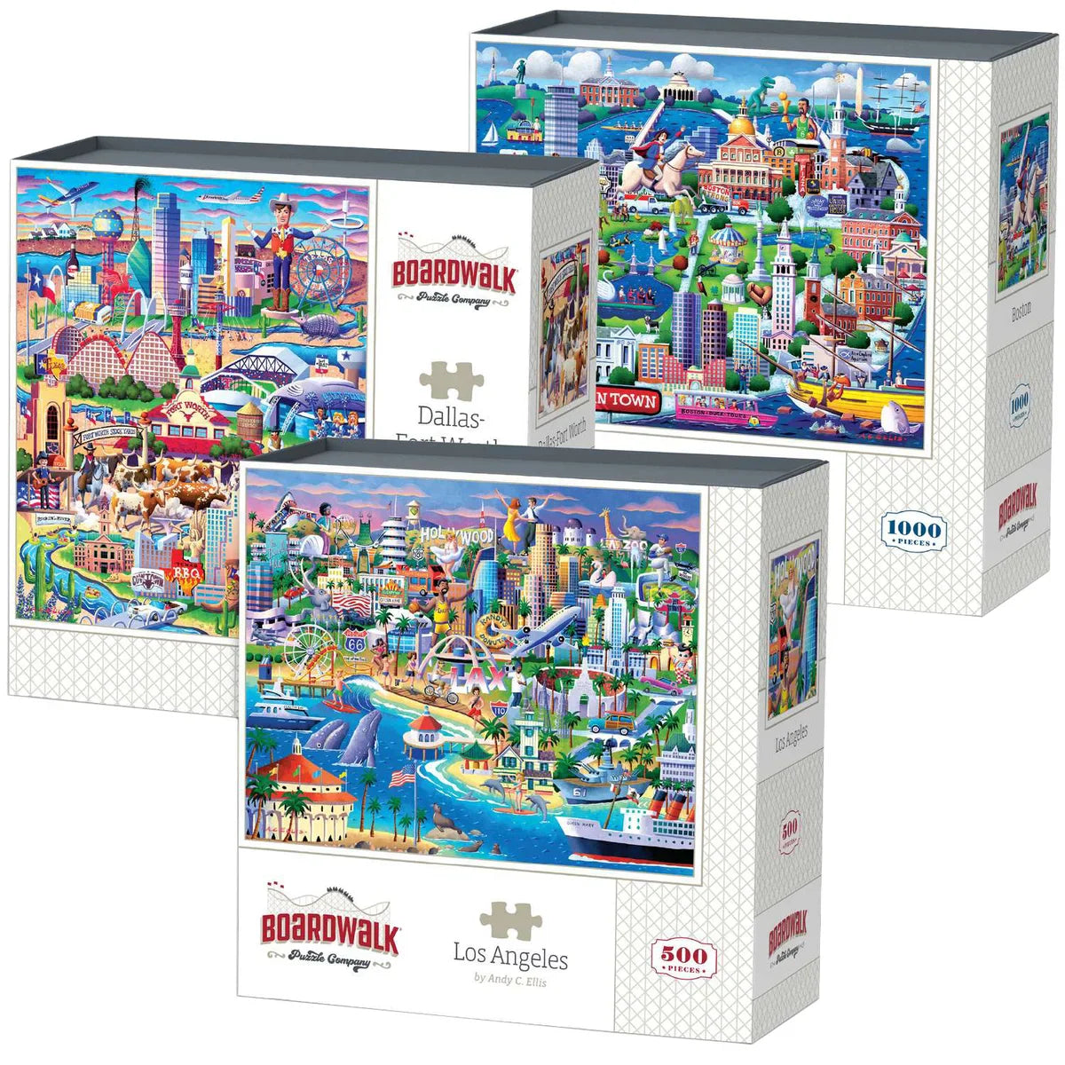 Boardwalk Assorted Jigsaw Puzzles, 3-pack