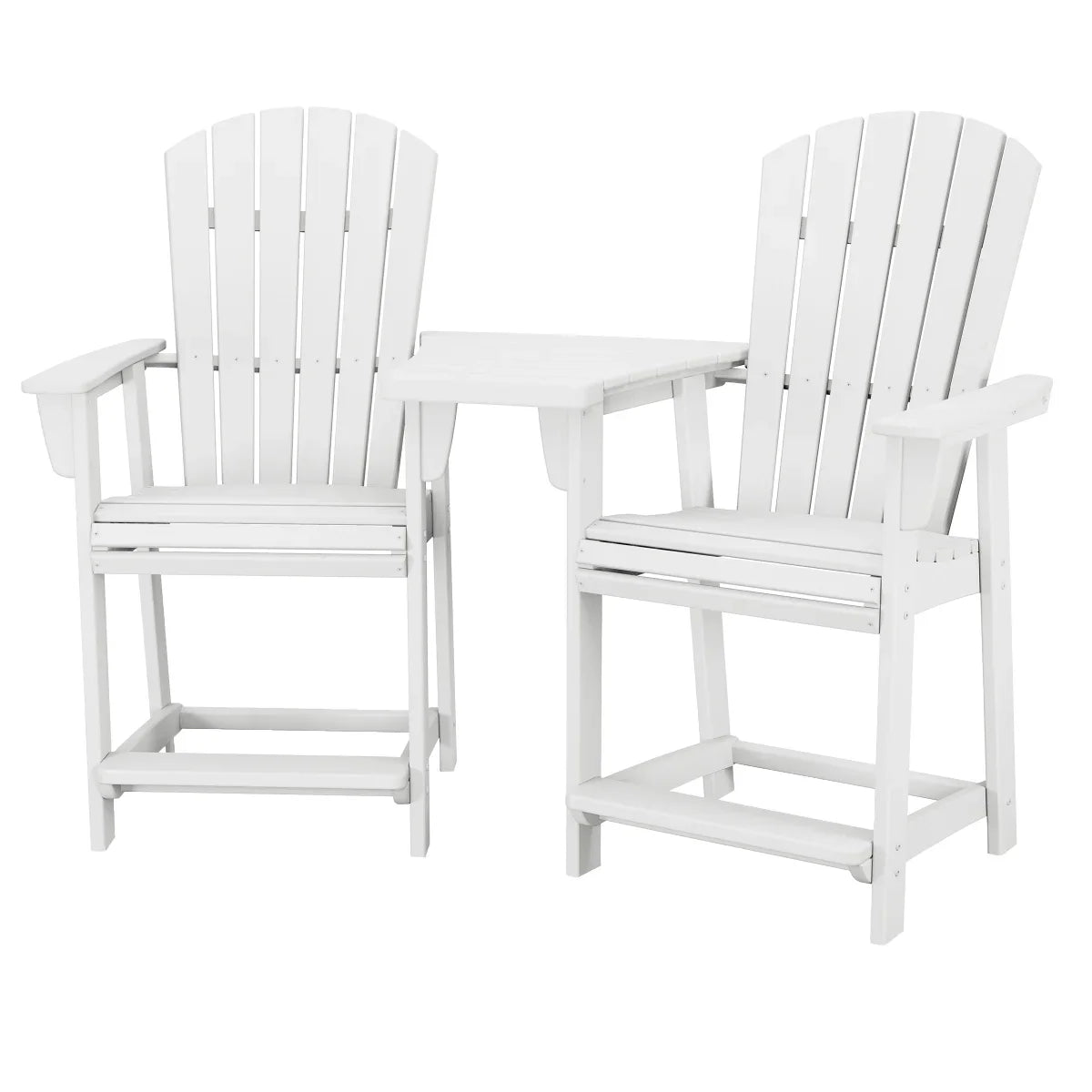 Polywood Portside 3-piece Shellback Counter Chair Set with Connecting Table - Thumbnail 5