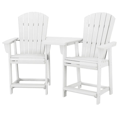 Polywood Portside 3-piece Shellback Counter Chair Set with Connecting Table
