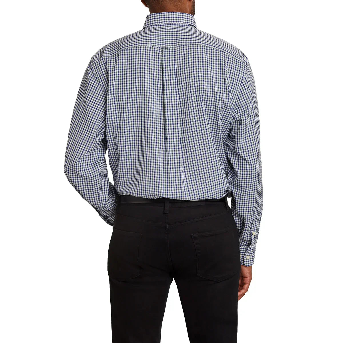 Kirkland Signature Men’s Traditional Fit Dress Shirt, Green Navy White Tattersall
