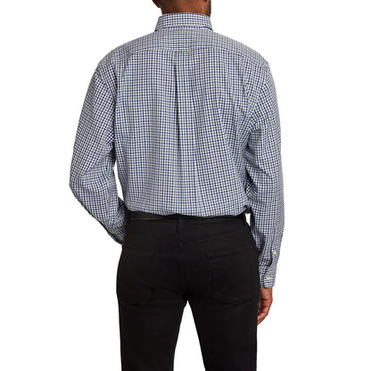 Kirkland Signature Men’s Traditional Fit Dress Shirt, Green Navy White Tattersall
