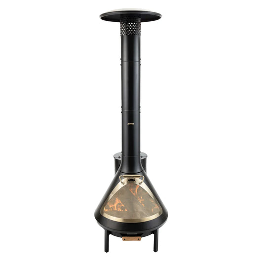 70 Inch Chiminea Outdoor Fireplace and Pellet Hopper
