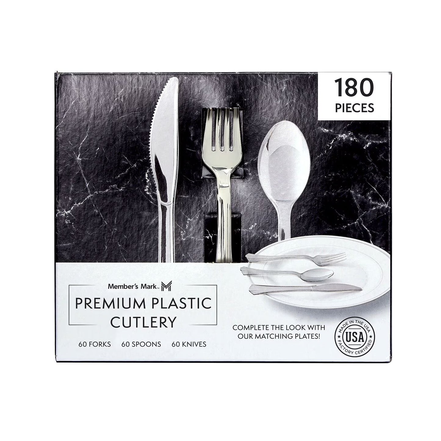 Premium Silver-Look Cutlery Combo 180 ct.