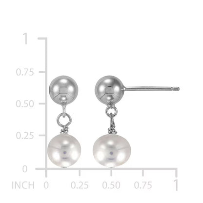 Freshwater Cultured Pearl and Silver Bead 3 Piece Set in Sterling Silver
