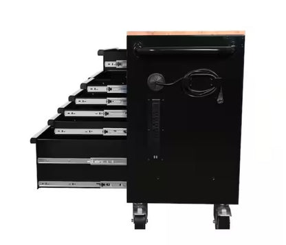 52 in. W x 20 in. D Standard Duty Black Mobile Workbench Cabinet