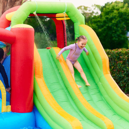 Inflatable Double Slide Water Fun Park with Bouncy Castle