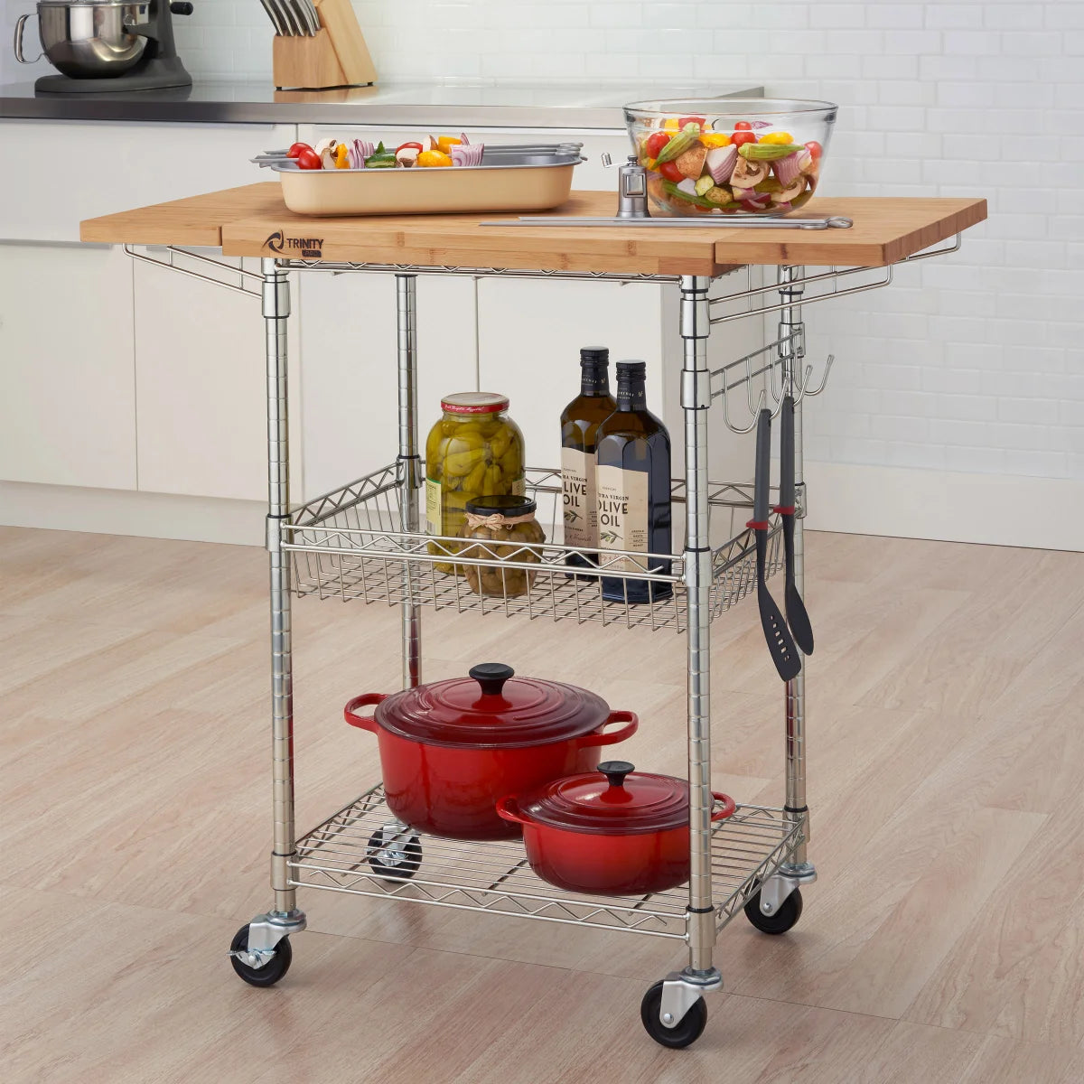 Bamboo Top Kitchen Cart
