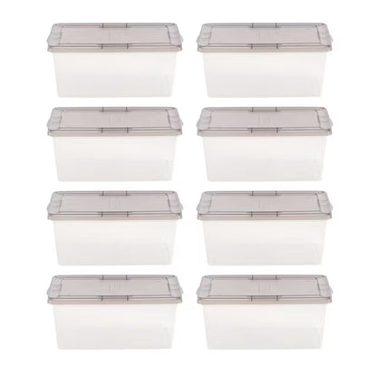Plastic Storage Box with Gray Lid, 8 Piece Set