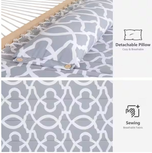 Heavy-Duty 2-Person Hammock with Stand and Detachable Pillow