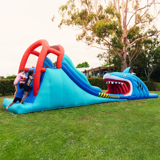 Happy Hop Shark Attack Double Slide Inflatable Water Slide