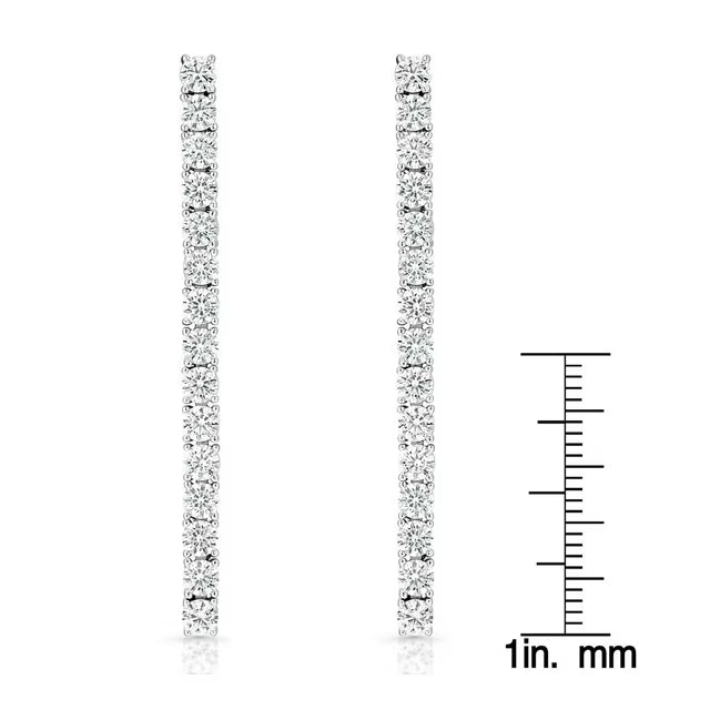 Lab Created White Sapphire Tennis Earrings in Sterling Silver