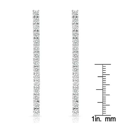 Lab Created White Sapphire Tennis Earrings in Sterling Silver