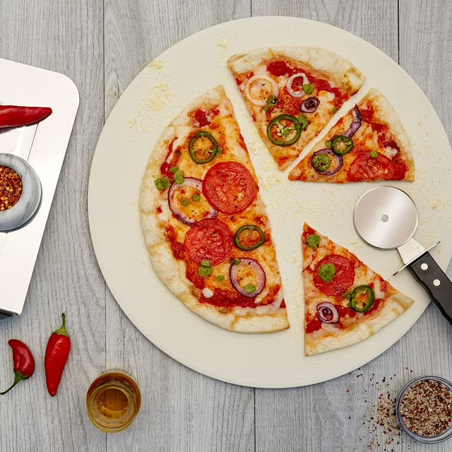 Grill Stone Pizza Kit With Peel & Cutter