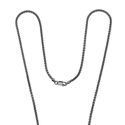 Men's Black Spinel Dog Tag Pendant Chain Necklace in Sterling Silver