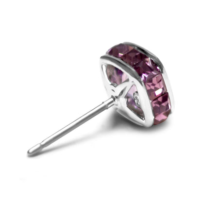 Square Cut Purple Crystal Stud Earrings