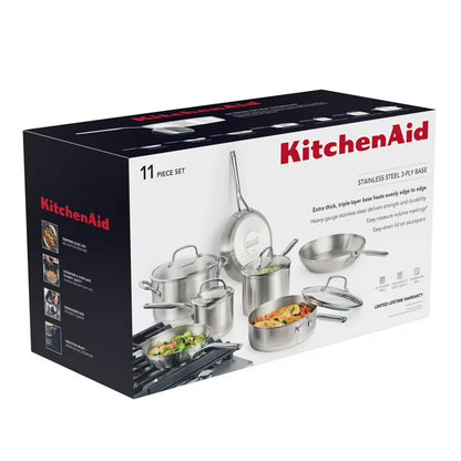 3-Ply Base Stainless Steel 11-Piece Cookware Set