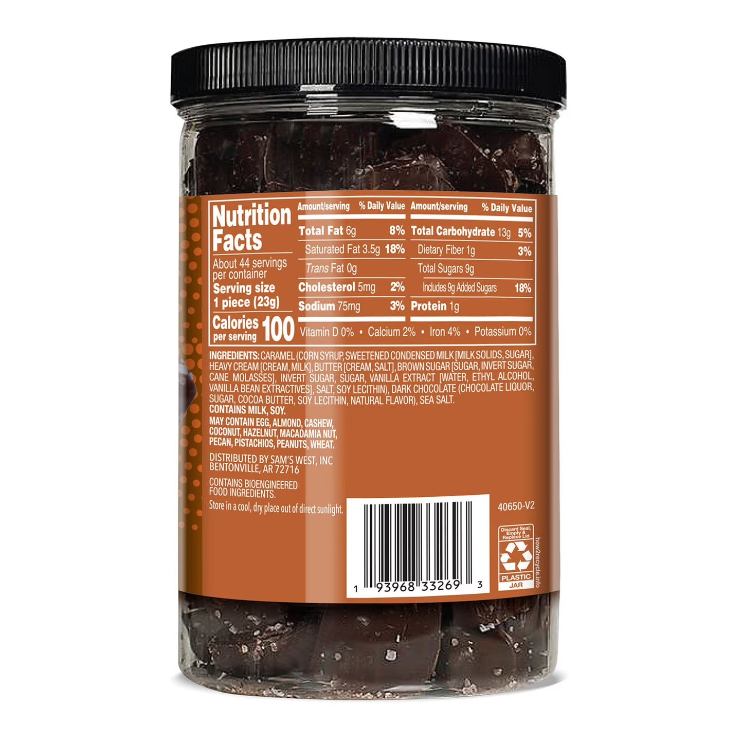 Dark Chocolate Soft Sea Salt Caramels, 36 oz.