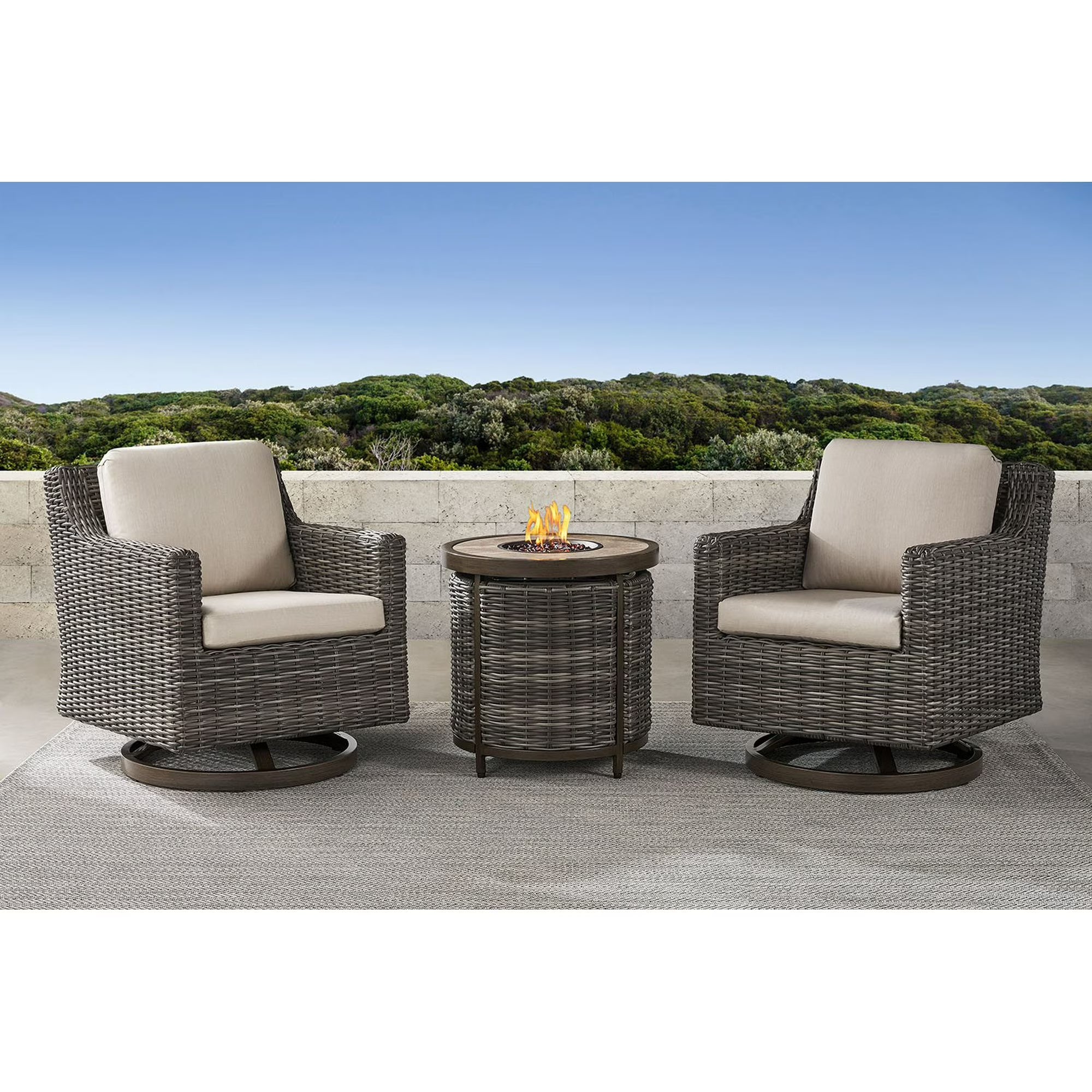 Breck Patio Fire Chat Set