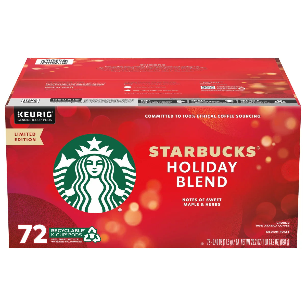 72-count Starbucks Coffee Holiday Blend K-Cup Pods