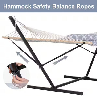 Heavy-Duty 2-Person Hammock with Stand and Detachable Pillow