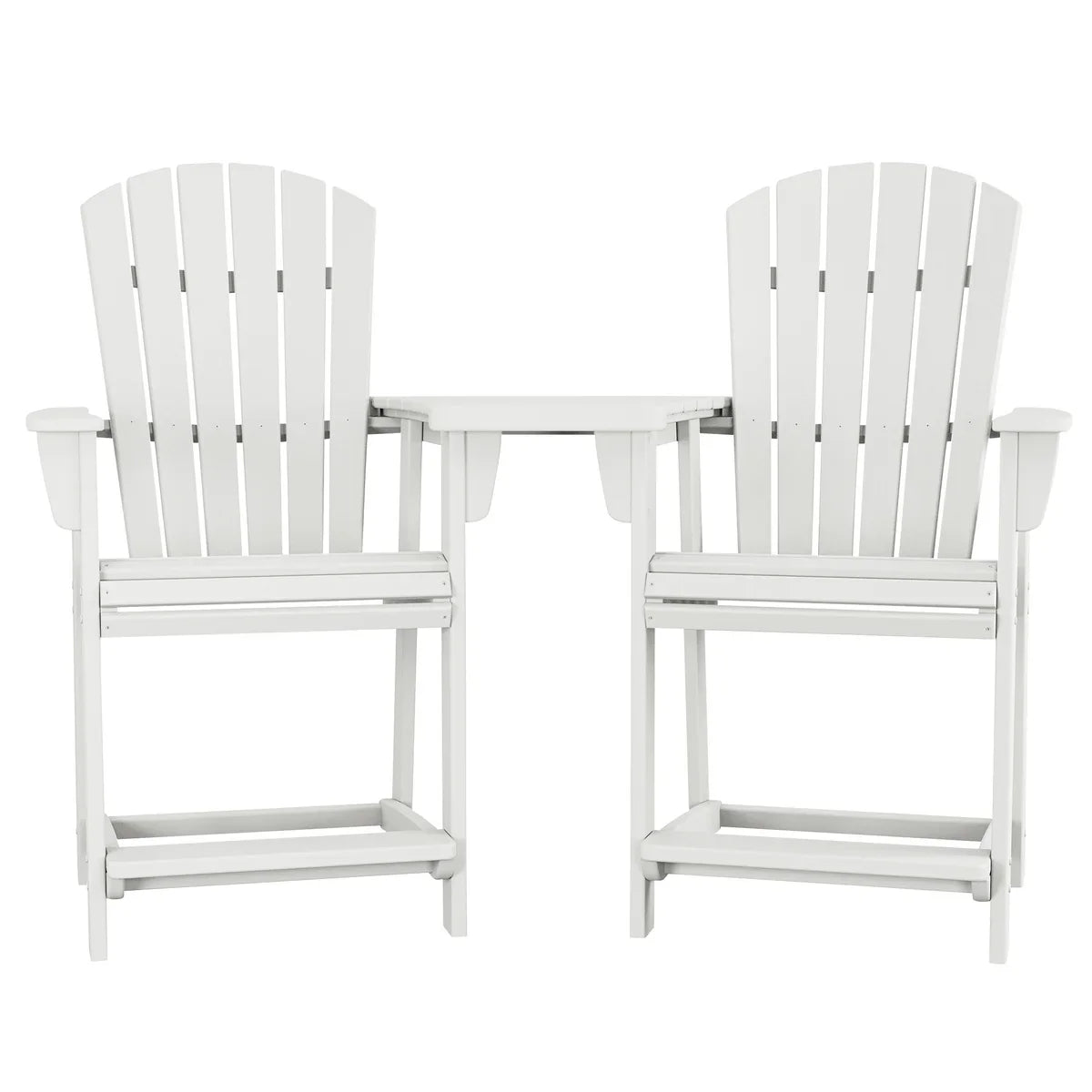 Polywood Portside 3-piece Shellback Counter Chair Set with Connecting Table - Thumbnail 4