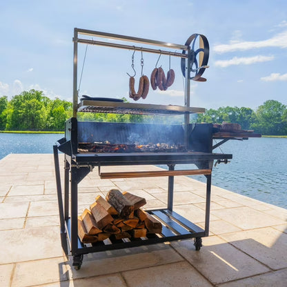 Heritage Steel Grill with Wood Fire and Charcoal
