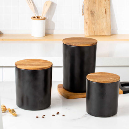 4-piece Canister With Acacia Wood Lid Set