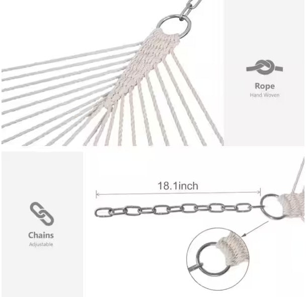 2-Person Hammock with Hardwood Spreader Bar and Pillow