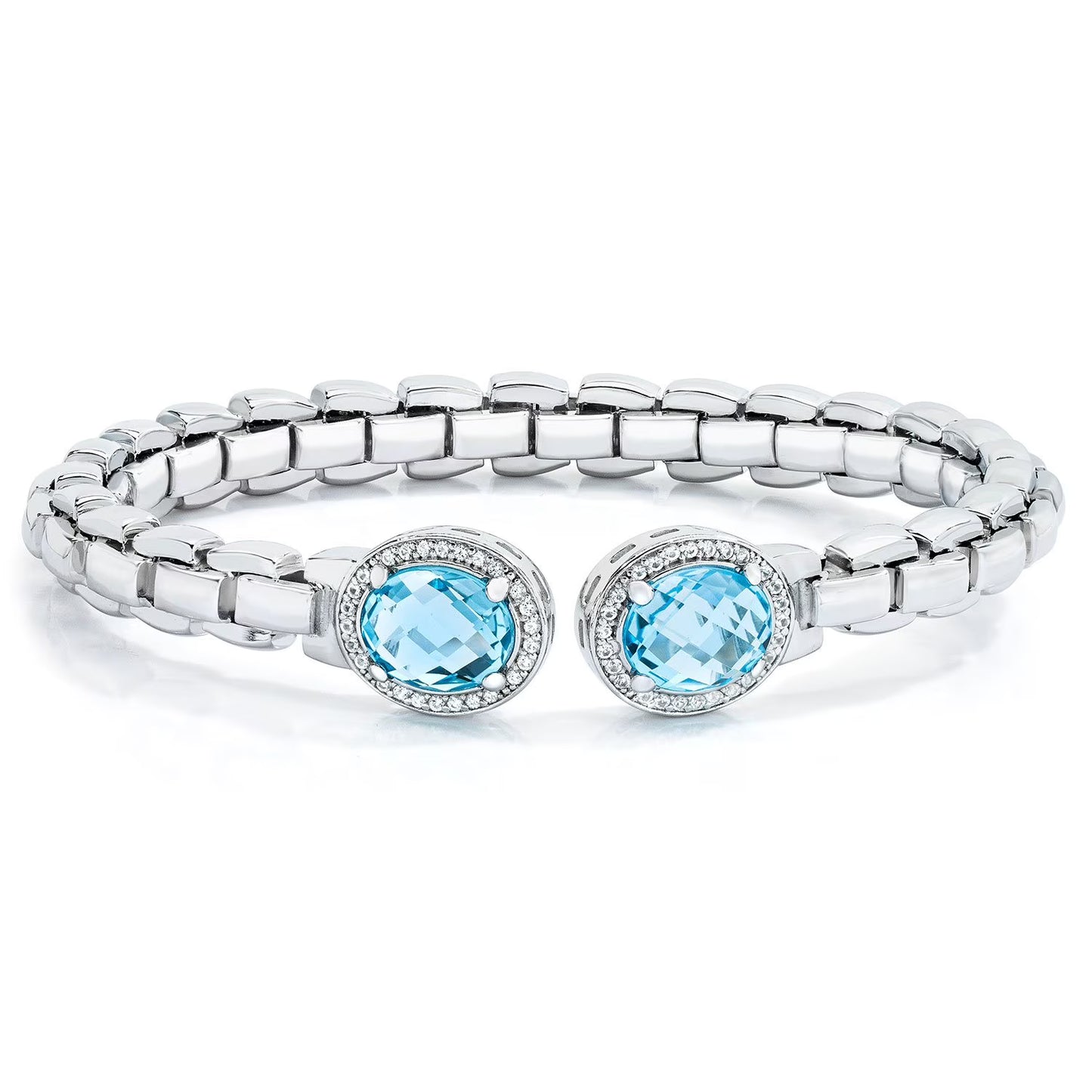 Amethyst & Treated Blue Topaz Bangle Set in Sterling Silver