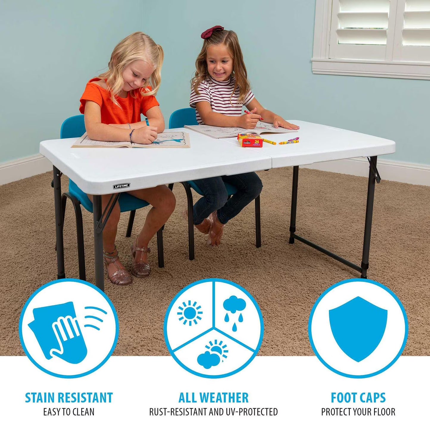 4' Commercial Grade Adjustable Fold-in-Half Table