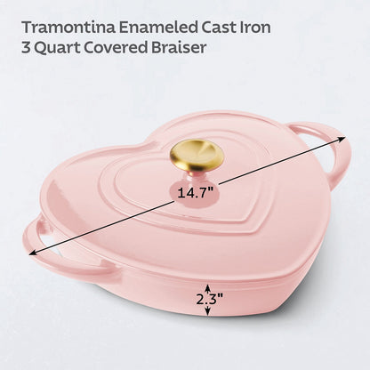 Tramontina 3-Quart Heart Shape Enameled Cast Iron Dutch Oven