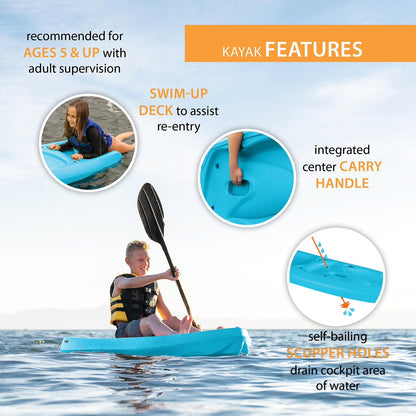 6'6" Youth Sit-On-Top Kayak, Paddle Included