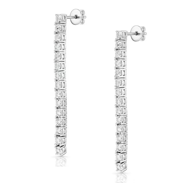 Lab Created White Sapphire Tennis Earrings in Sterling Silver