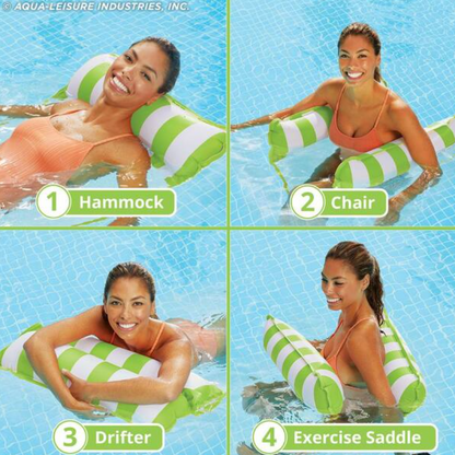 Lime Green Water Inflatable 4-in-1 Pool Hammock Floating Lounger, 2-Pack