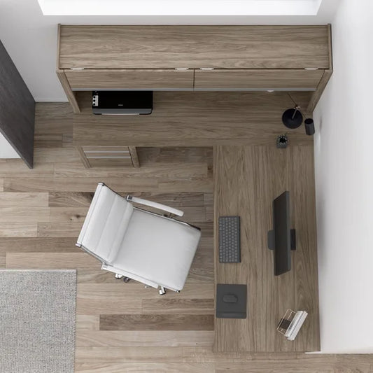 Stoneham L-Shaped Desk with Hutch and Pedestal