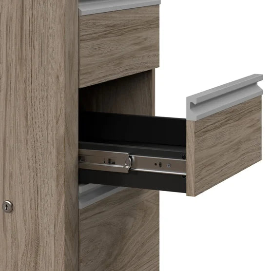 Stoneham L-Shaped Desk with Hutch and Pedestal