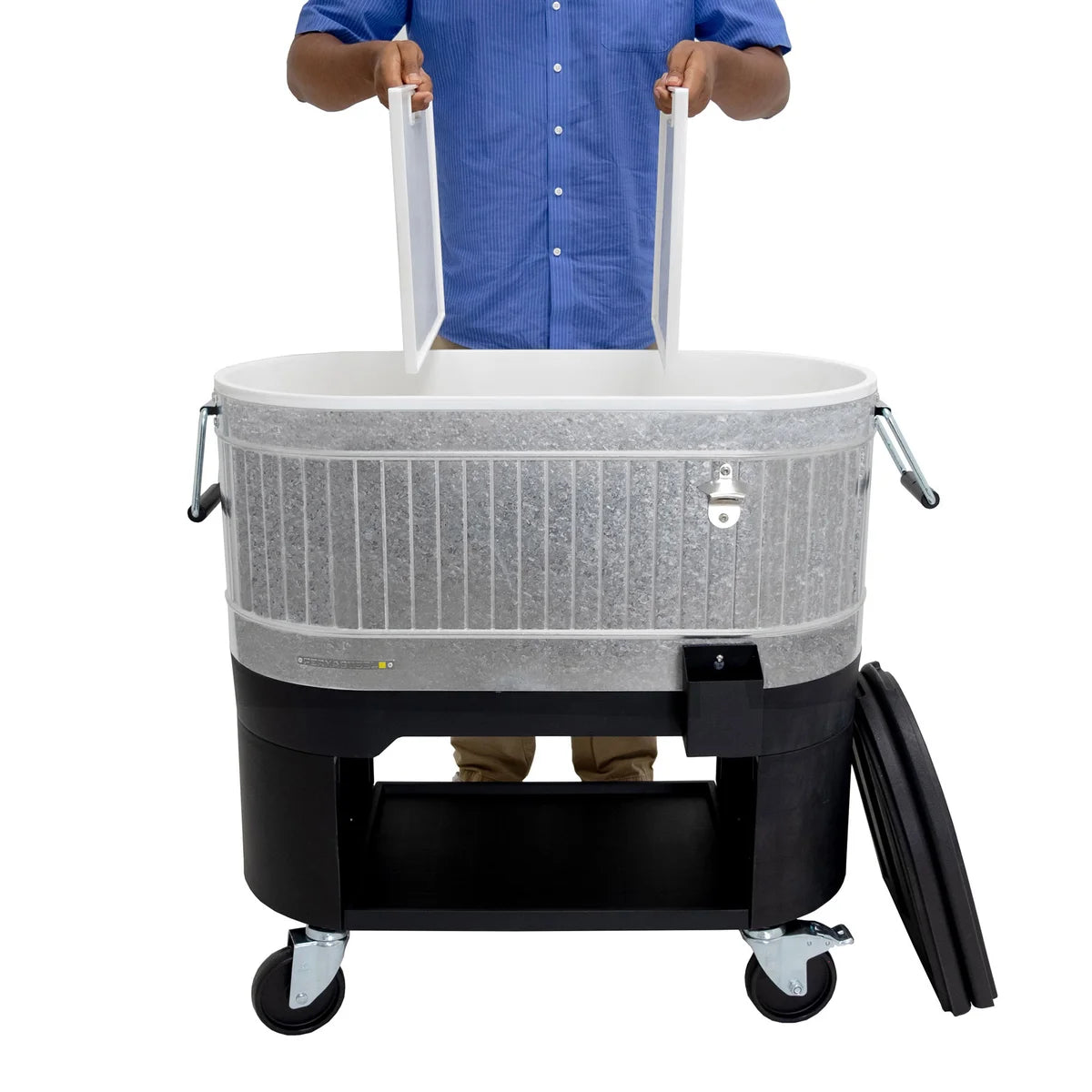 Galvanized Steel Rolling Cooler with Cover