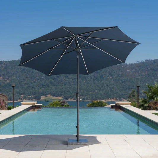 Sunvilla 10' Round Solar LED Market Umbrella