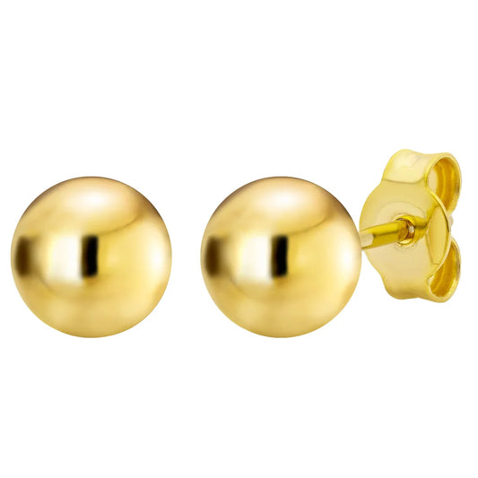14kt Gold High Polish Round Stud Earrings