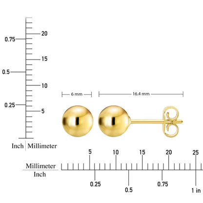 14kt Gold High Polish Round Stud Earrings