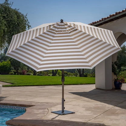 SunVilla 11’ Round Cabana Stripe Aluminum Market Umbrella
