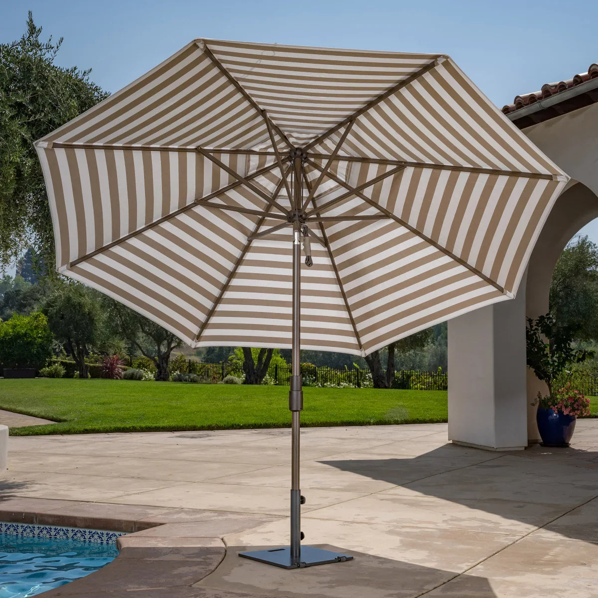 SunVilla 11’ Round Cabana Stripe Aluminum Market Umbrella