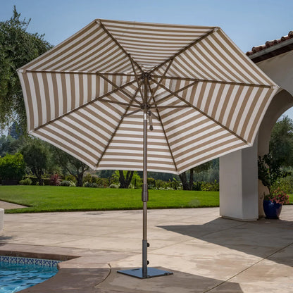 SunVilla 11’ Round Cabana Stripe Aluminum Market Umbrella
