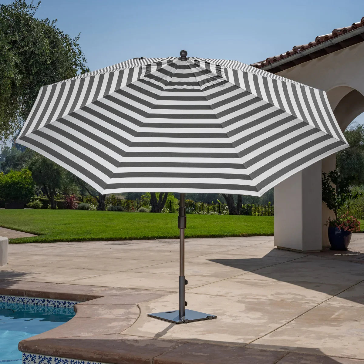 SunVilla 11’ Round Cabana Stripe Aluminum Market Umbrella