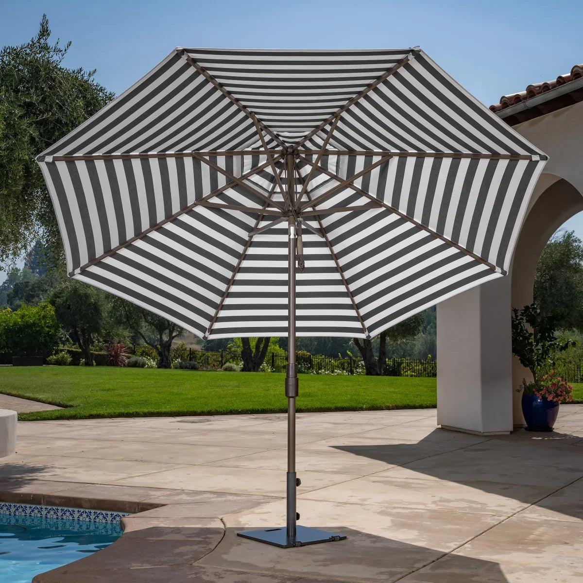 SunVilla 11’ Round Cabana Stripe Aluminum Market Umbrella